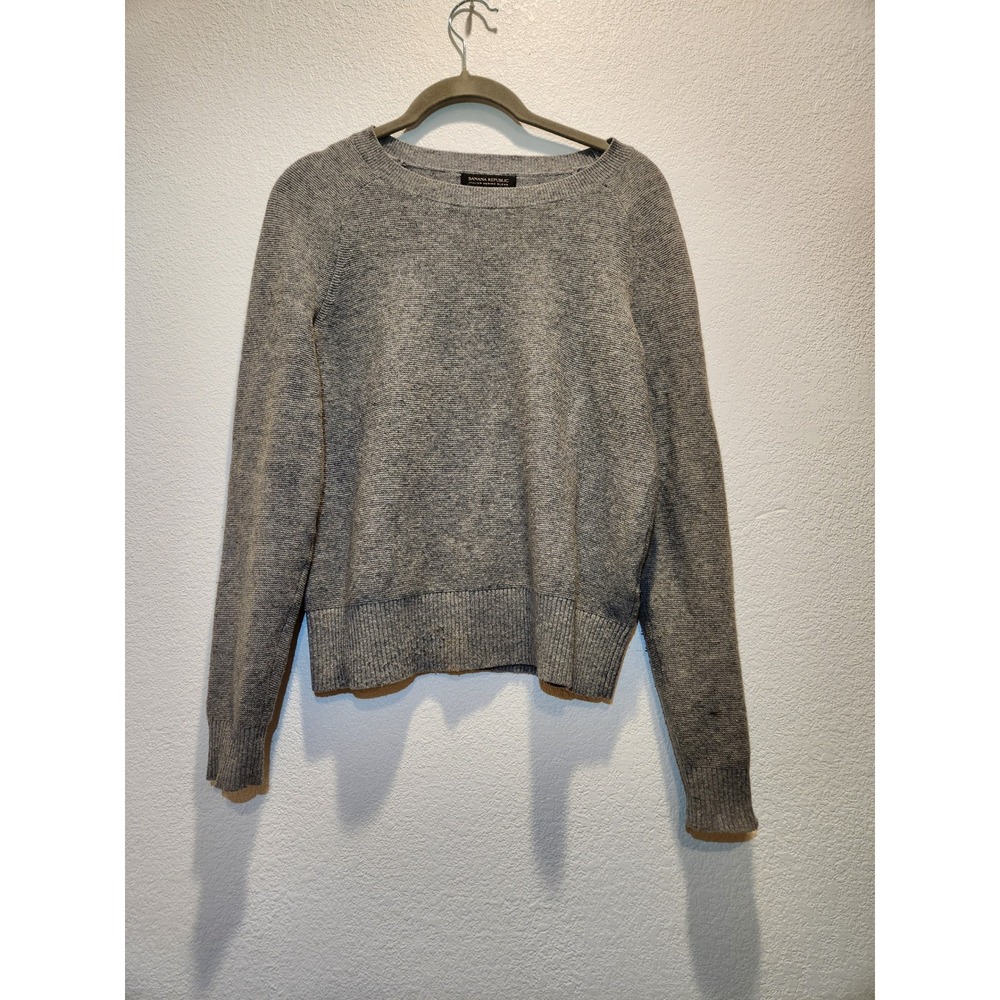 Banana Republic Italian Merino Wool Sweater XS‎ Gray Knit Pullover